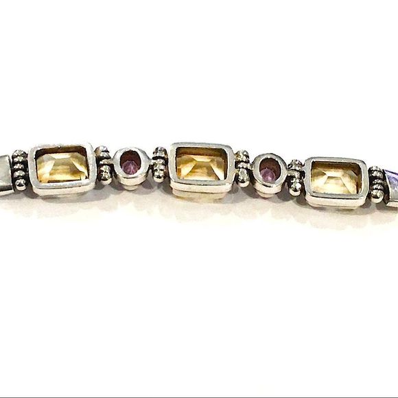 Bali Sterling Amethyst, Citrine, Quartz Bracelet - Picture 11 of 16